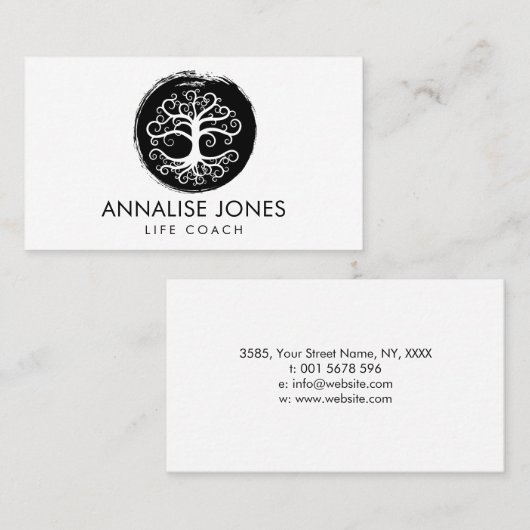 Levensboom - Yggdrasil - zwart-wit Visitekaartje (Voorkant / Achterkant)