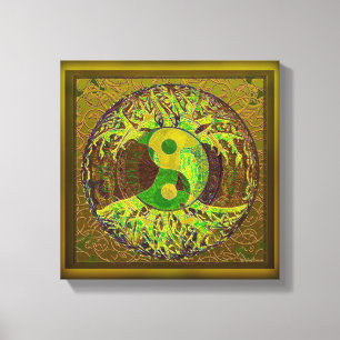Levensboom Yin Yang Gold Canvas Afdruk