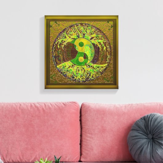 Levensboom Yin Yang Gold Canvas Afdruk (Insitu (Woonkamer))