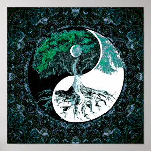 Levensboom Yin Yang Moonlight Poster