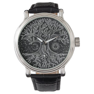 Levensboom - zwart-wit horloge