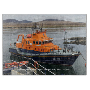 Levensboot in Port Askaig, eiland Islay, Schotland Snijplank