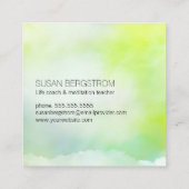 Levenscoach, massagetherapeut, meditatiereeres vierkante visitekaartje (Achterkant)