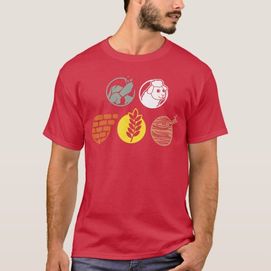 Levenscomponenten Baksteen Hout Steen Tarwe Schape T-shirt (Voorkant)