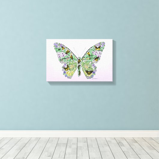 Levenscyclus van vlinder canvas afdruk (Insitu (Houten vloer))