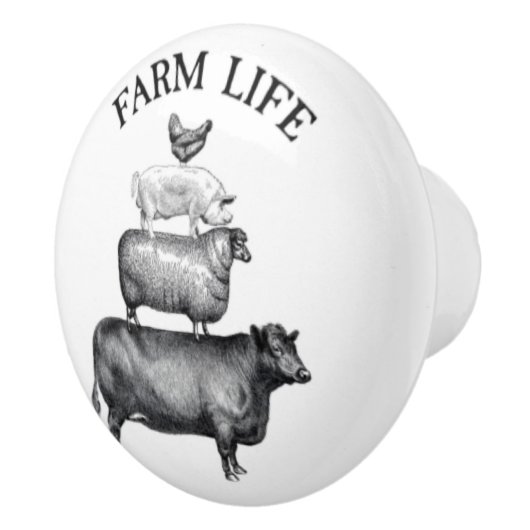 Levensdieren in boerderij keramische knop (Rechts)