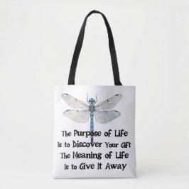 Levensdoel citaat talent missie libel insect tote bag