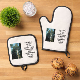 Levensdoel is om bomen te planten waar de volgende ovenwant & pannenlap set