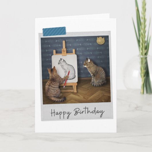 Levensdragende katten Funny Birthday Card Kaart (Voorkant)