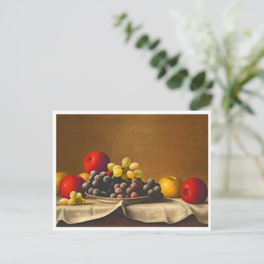 Levensduur, appels, druiven, fruit briefkaart (Staand voorkant)