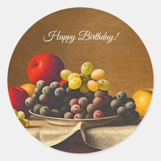 Levensduur, appels, druiven, fruit ronde sticker (Voorkant)