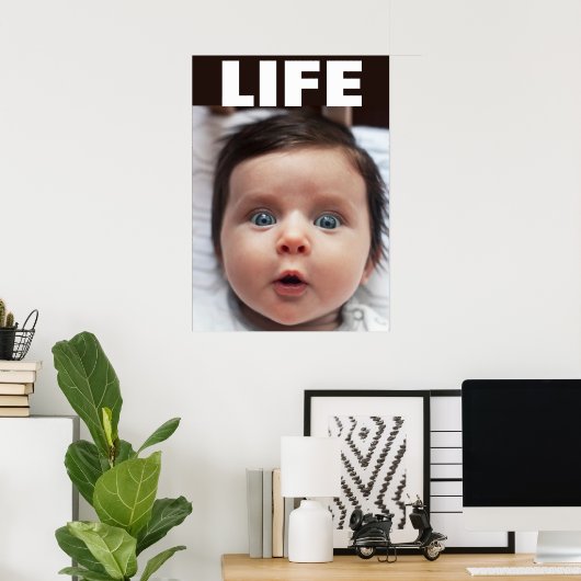 LEVENSDUUR BLAUW GEOOGDE BABY POSTER (Thuiskantoor)