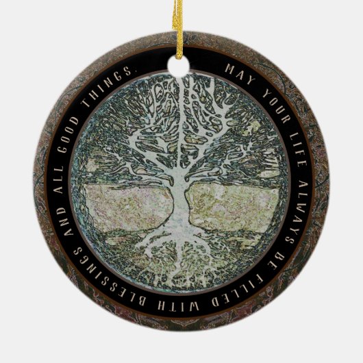 Levensduur gevuld met bericht over verduistering keramisch ornament (Achterkant)