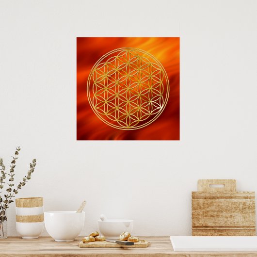 LEVENSDUUR | goud, brandrood Poster (Keuken)