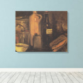 Levensduur met aardewerk glas bier en bot canvas afdruk (Insitu (Houten vloer))