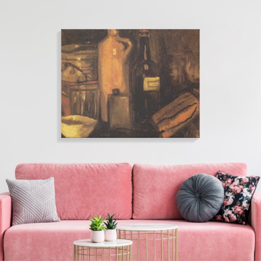 Levensduur met aardewerk glas bier en bot canvas afdruk (Insitu (Woonkamer))