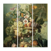 Levensduur met bloemen en vruchtendrukcanvas