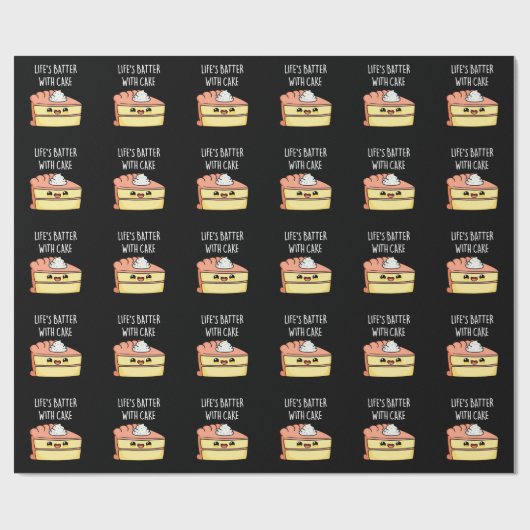 Levensduur met Cake Funny Cake Pun Dark BG Cadeaupapier (Vlak)