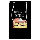 Levensduur met Cake Funny Cake Pun Dark BG Klein Cadeauzakje (Voorkant)