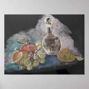 Levensduur met fruit en glazen flesjes poster