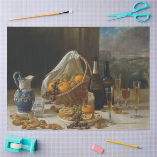 Levensduur met fruit en wijn tissuepapier (Craft)