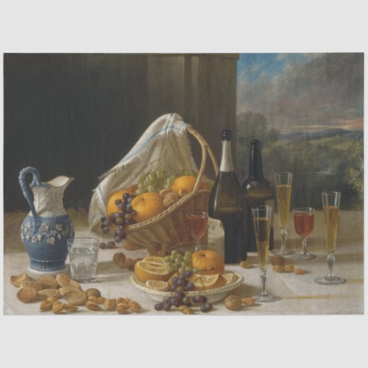 Levensduur met fruit en wijn tissuepapier (Voorkant)