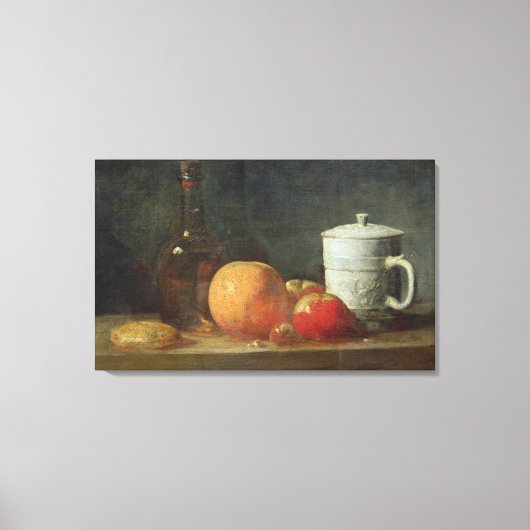 Levensduur met fruit- en wijnflesjes canvas afdruk (Voorkant)