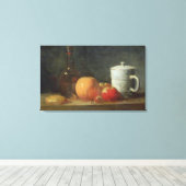 Levensduur met fruit- en wijnflesjes canvas afdruk (Insitu (Houten vloer))