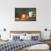 Levensduur met fruit- en wijnflesjes canvas afdruk (Insitu (Slaapkamer))