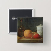 Levensduur met fruit- en wijnflesjes vierkante button 5,1 cm (Voorkant /achterkant)