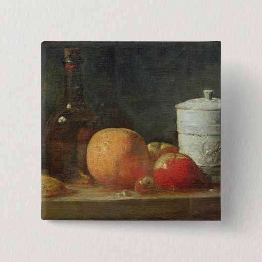 Levensduur met fruit- en wijnflesjes vierkante button 5,1 cm (Voorkant)