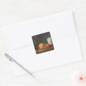 Levensduur met fruit- en wijnflesjes vierkante sticker (Envelop)