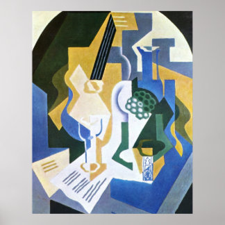 Levensduur met fruitkuit en mandolin Juan Gris Poster