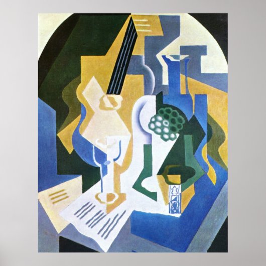 Levensduur met fruitkuit en mandolin Juan Gris Poster (Voorkant)