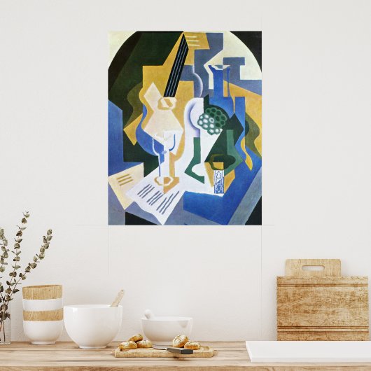 Levensduur met fruitkuit en mandolin Juan Gris Poster (Keuken)
