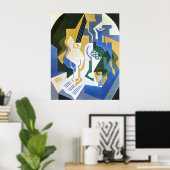 Levensduur met fruitkuit en mandolin Juan Gris Poster (Thuiskantoor)