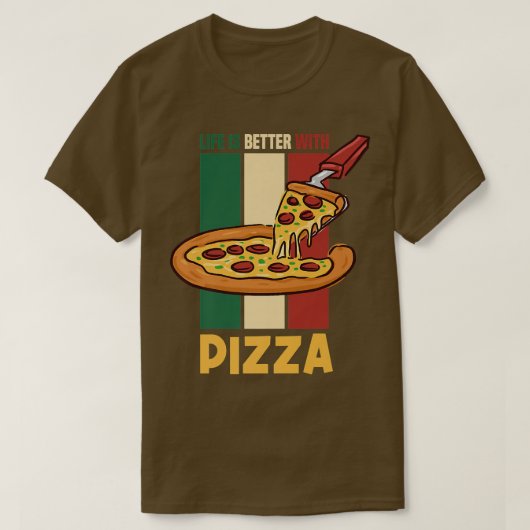Levensduur met Gezegde Ironic Pizza C T-shirt (Design voorkant)