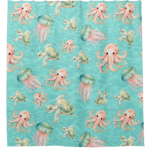 Levensduur onderwater Zee Douchegordijn (Voorkant)