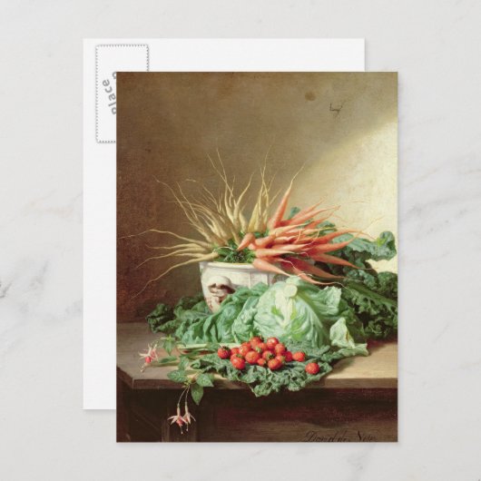 Levensduur van aardbeien, wortelen en kool briefkaart (Voorkant / Achterkant)