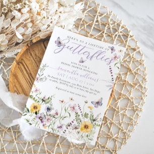 Levensduur van Butterflay Paarse Bloemen Vrijgezel Kaart