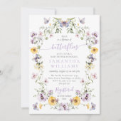 Levensduur van Butterflay Paarse Bloemen Vrijgezel Kaart (Voorkant)