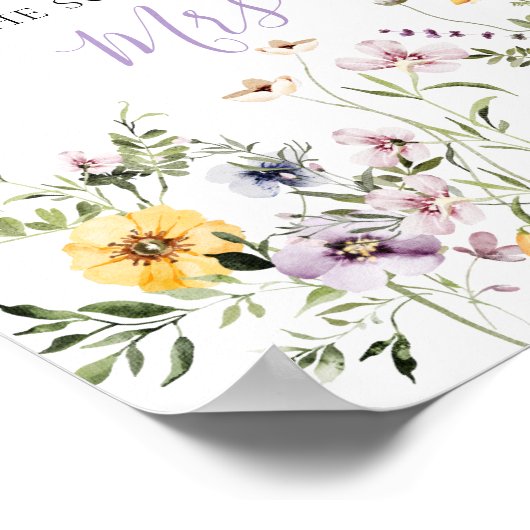 Levensduur van Butterflay Paarse Bloemen Vrijgezel Poster (Hoek)