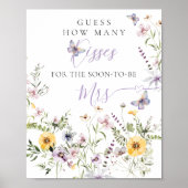 Levensduur van Butterflay Paarse Bloemen Vrijgezel Poster (Voorkant)