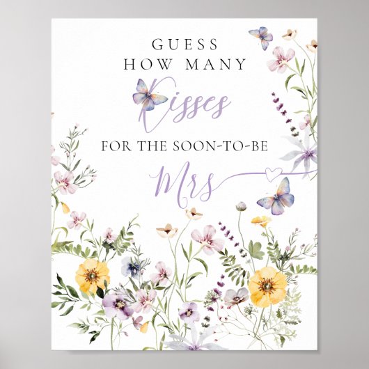 Levensduur van Butterflay Paarse Bloemen Vrijgezel Poster (Voorkant)