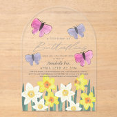 Levensduur van Butterflies Daffodils Vrijgezellenf Acryl Uitnodigingen (Voorkant)