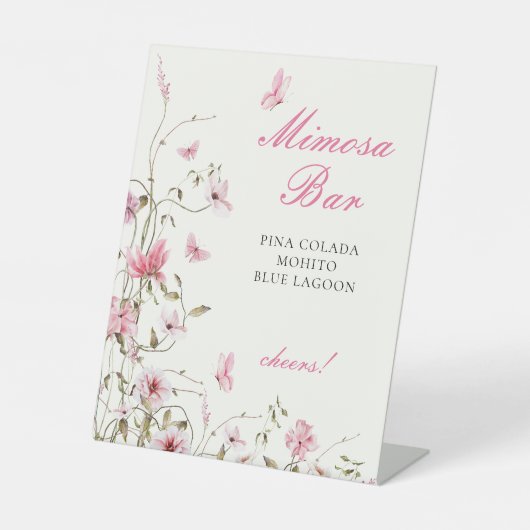 Levensduur van Butterflies Mimosa Bar Vrijgezellen Reclamebord Met Voetstuk (Voorkant)