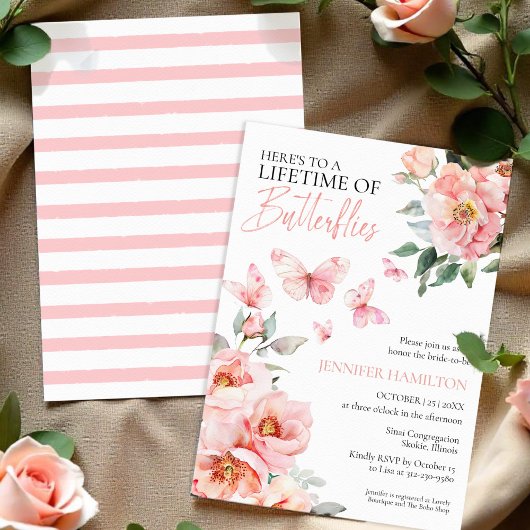 Levensduur van Butterflies Pink Blush Vrijgezellen Kaart