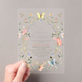 Levensduur van Butterflies Wildflower Baby shower Acryl Uitnodigingen (Insitu (Draagbaar))