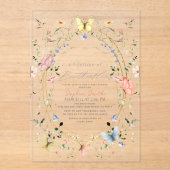 Levensduur van Butterflies Wildflower Baby shower Acryl Uitnodigingen (Voorkant)