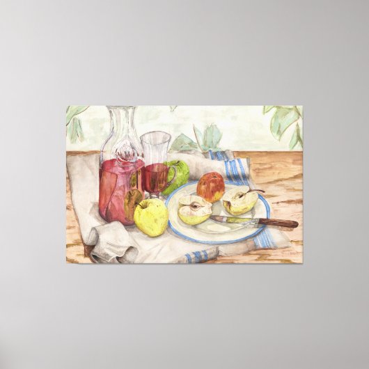 Levensduur van de verf van fruit en wijn canvas afdruk (Voorkant)